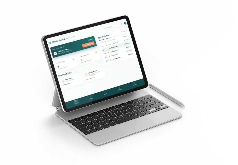 Dashboard Lumni Gestão em um tablet
